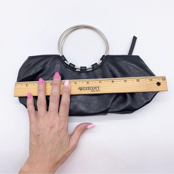 WHBM Black Faux Leather Zipper Handbag - Picture 8 of 11